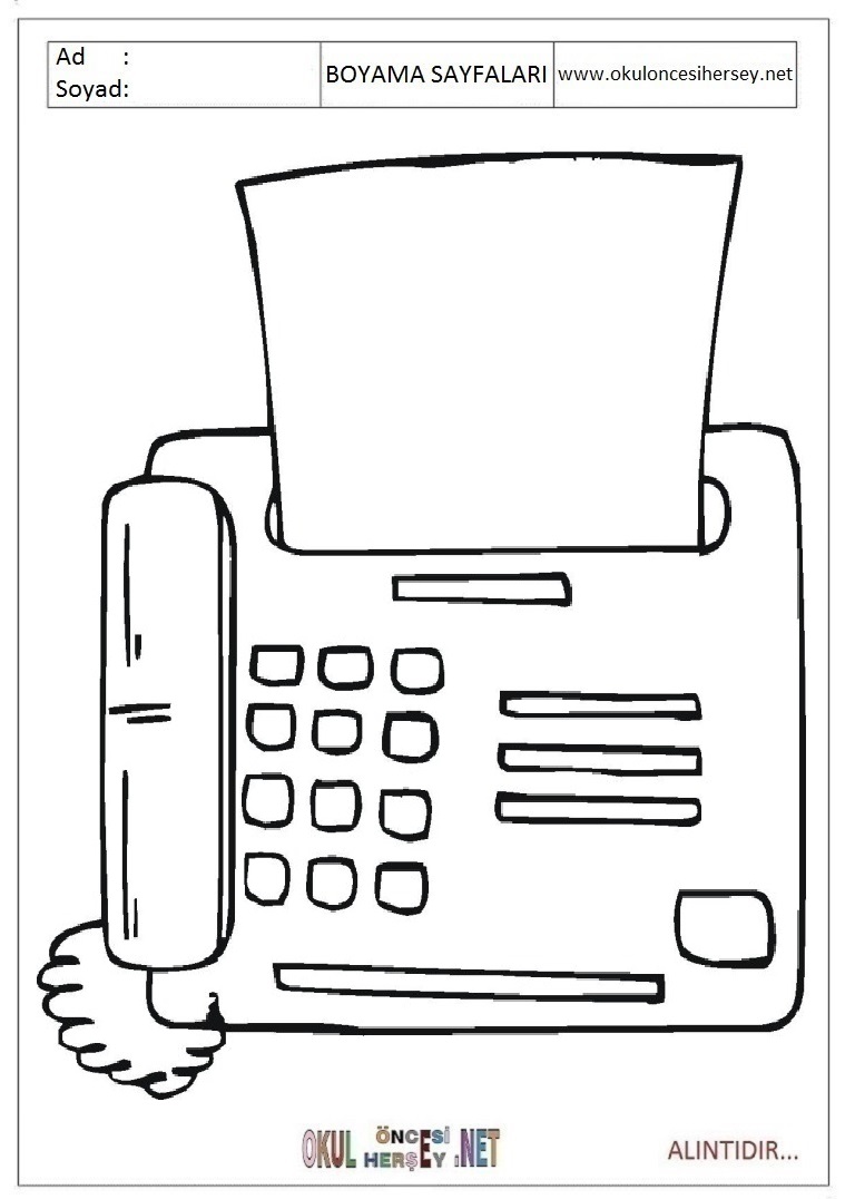 Çocuklar İçin Yazıcı-fax Boyama Sayfaları 
